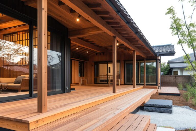 a beautiful wooden house, close up porch, minimalist wooden material architecture design --ar 3:2 --v 6 Job ID: 60a31e5a-2192-4dc9-8530-ef48b681113f